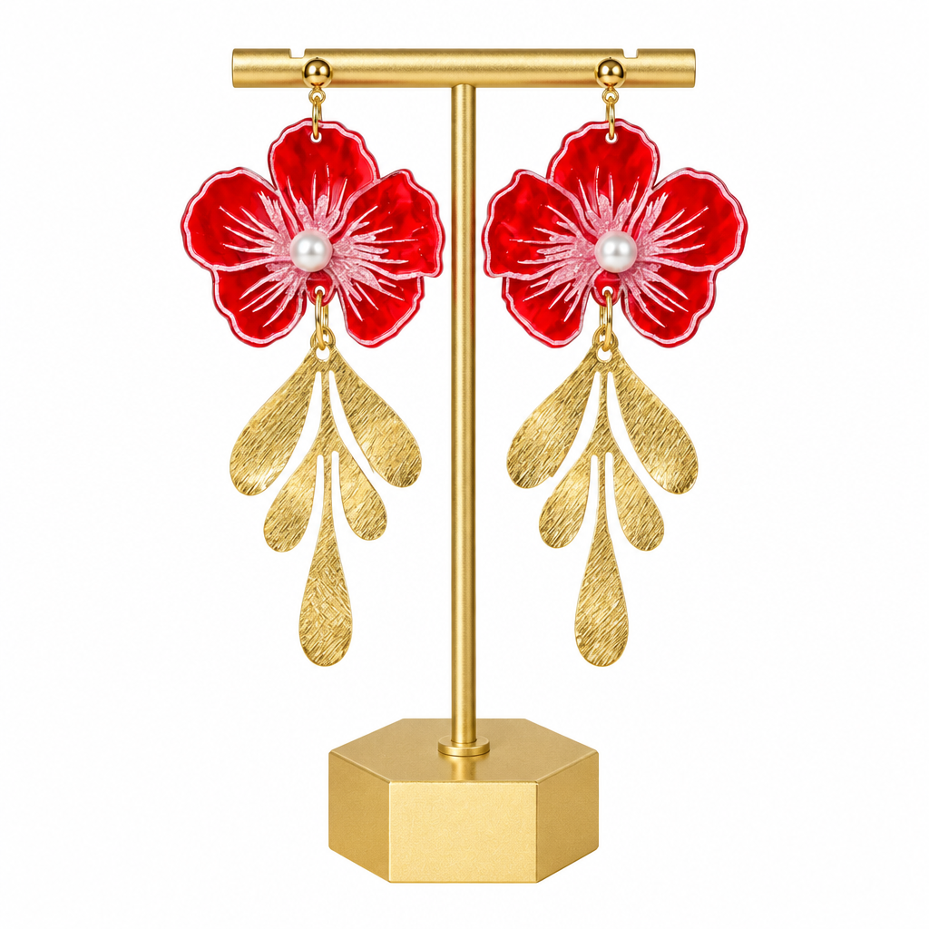 Flower of Luck Acrylic Hibiscus Earrings