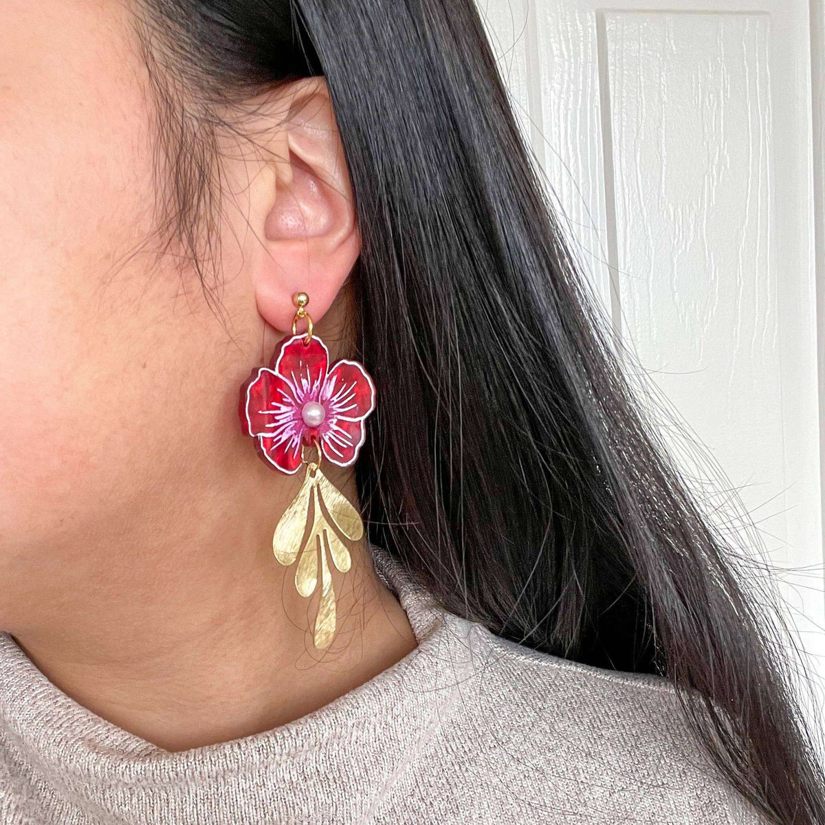 Flower of Luck Acrylic Hibiscus Earrings