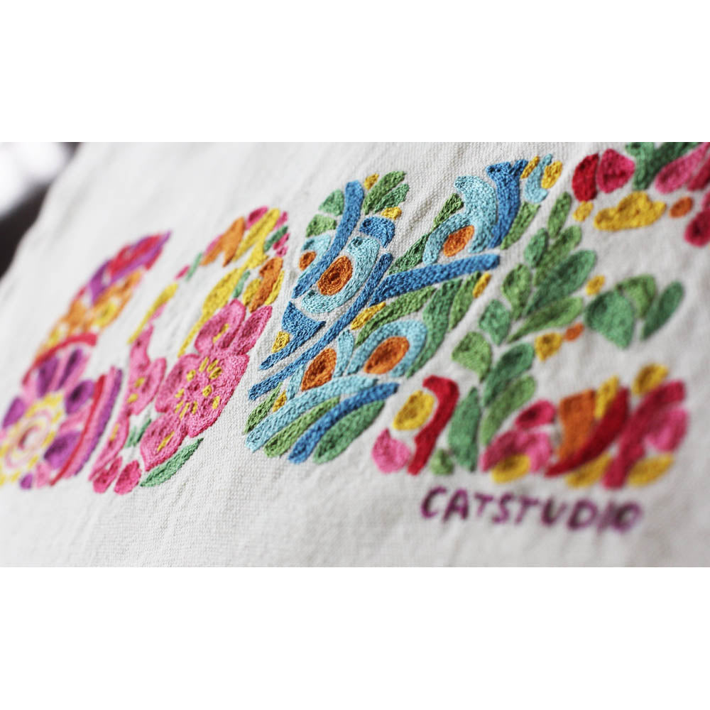 Flower Power Love Letters Hand-Embroidered Pillow - Available in Bright or Pastel by CatStudio Quirks!