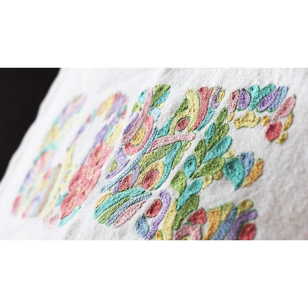 Flower Power Love Letters Hand-Embroidered Pillow - Available in Bright or Pastel by CatStudio Quirks!
