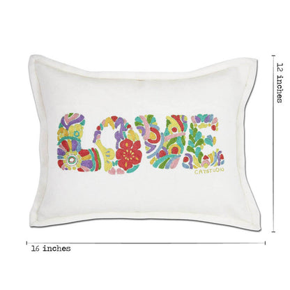 Flower Power Love Letters Hand-Embroidered Pillow - Available in Bright or Pastel by CatStudio Quirks!