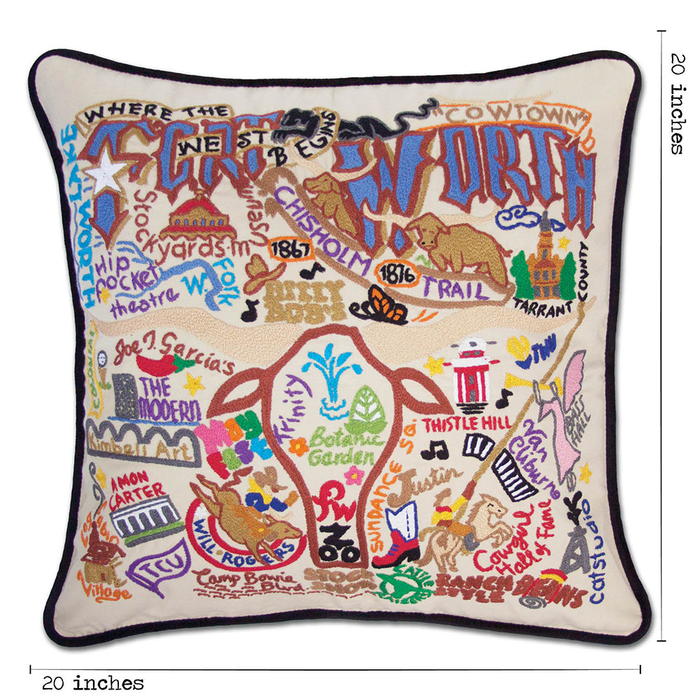 Fort Worth, TX Hand-Embroidered Pillow Quirks!
