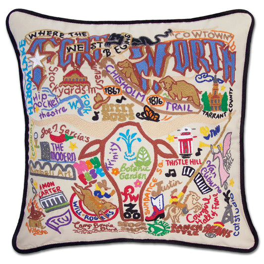Fort Worth, TX Hand-Embroidered Pillow Quirks!