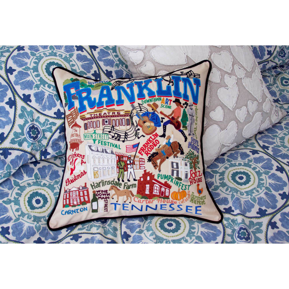 Franklin Hand-Embroidered Pillow by CatStudio Quirks!