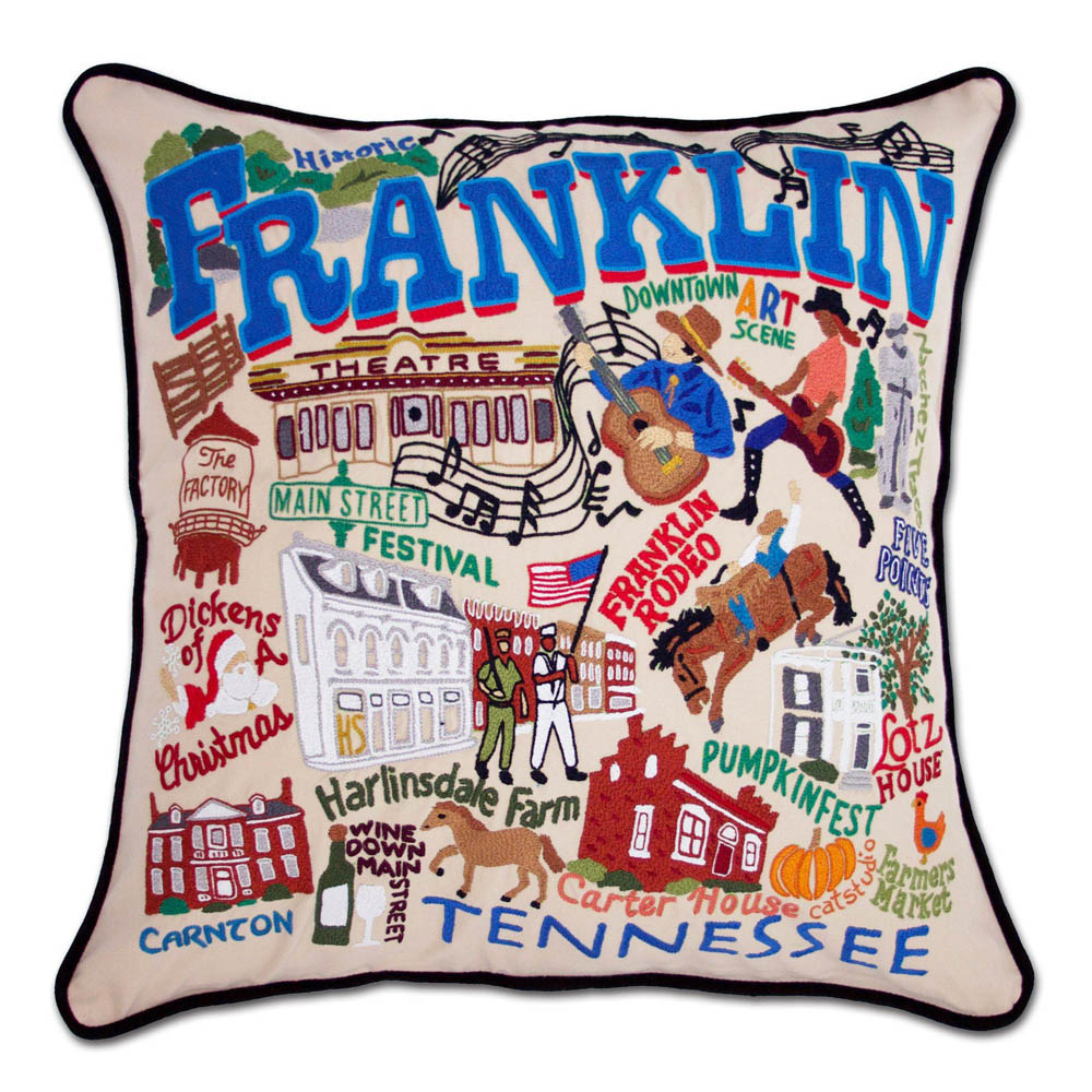 Franklin Hand-Embroidered Pillow by CatStudio Quirks!