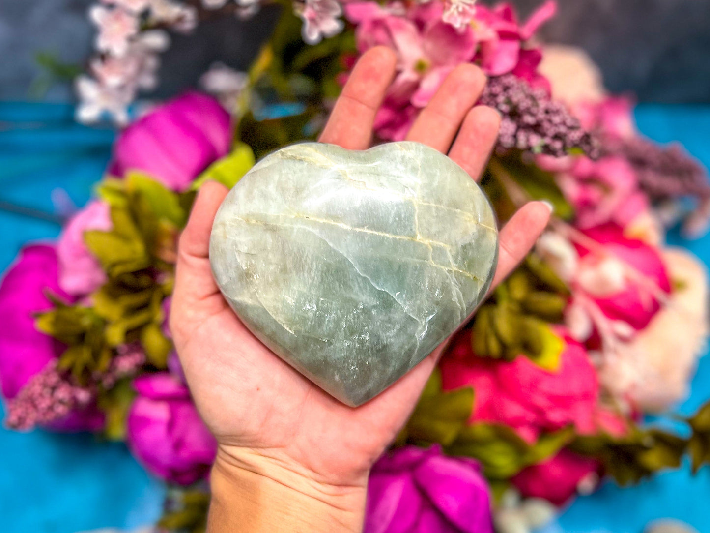 Garnierite Hearts, Green Moonstone, Ethically Sourced Crystals