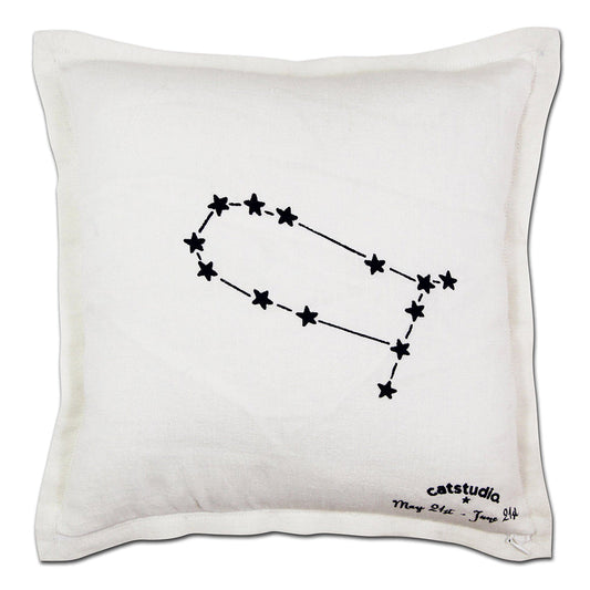 Gemini Astrology Hand-Embroidered Pillow by Cat Studio Quirks!