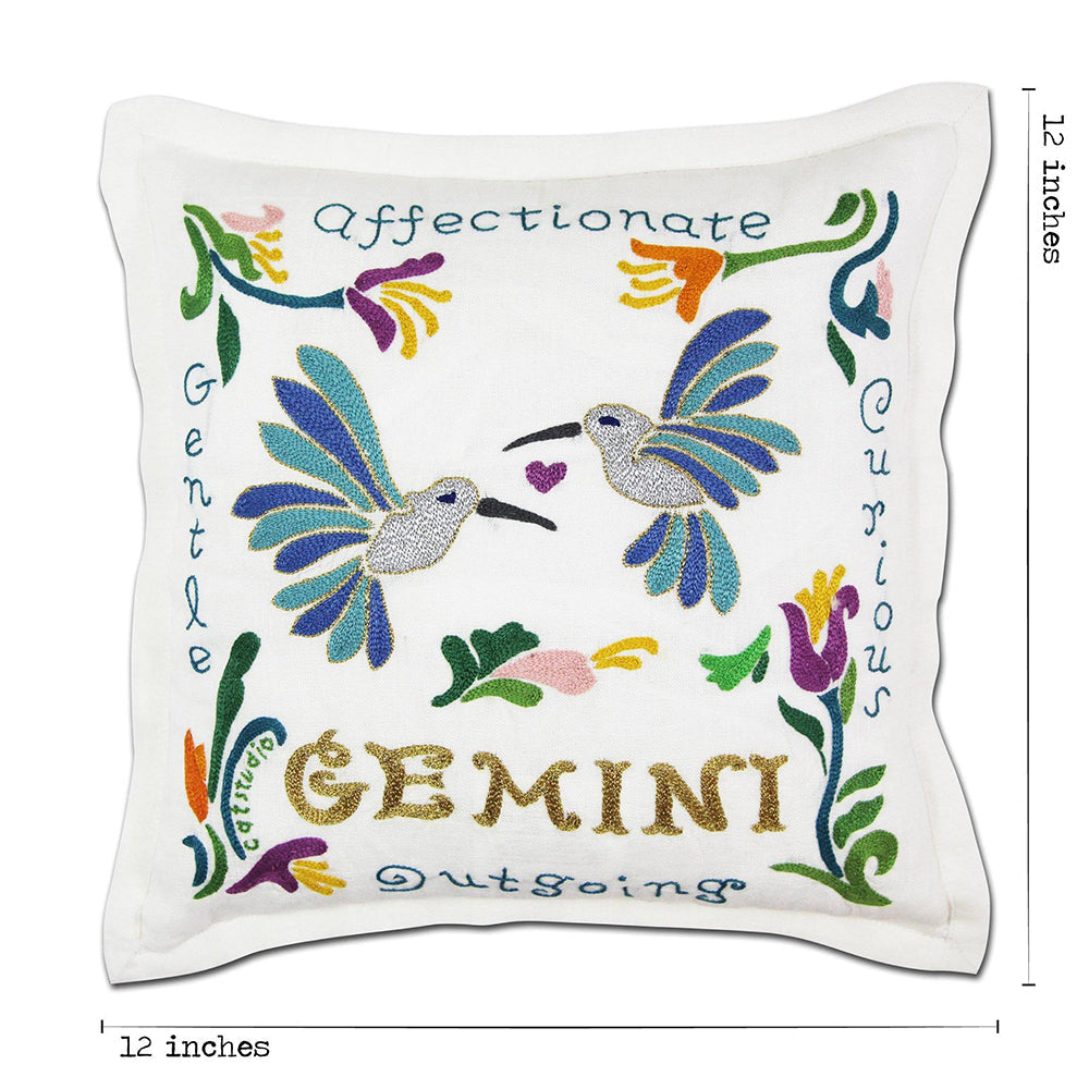 Gemini Astrology Hand-Embroidered Pillow by Cat Studio Quirks!