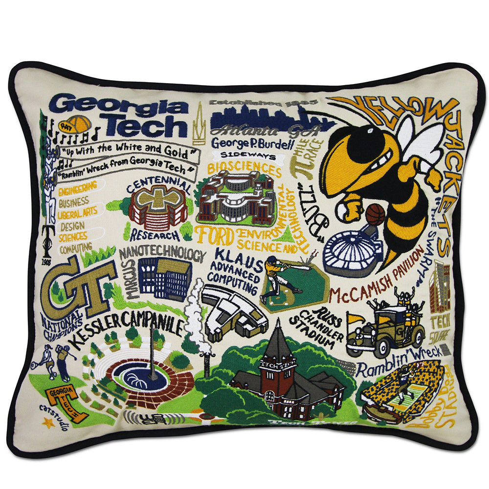 Georgia Tech Collegiate Hand-Embroidered Pillow Quirks!