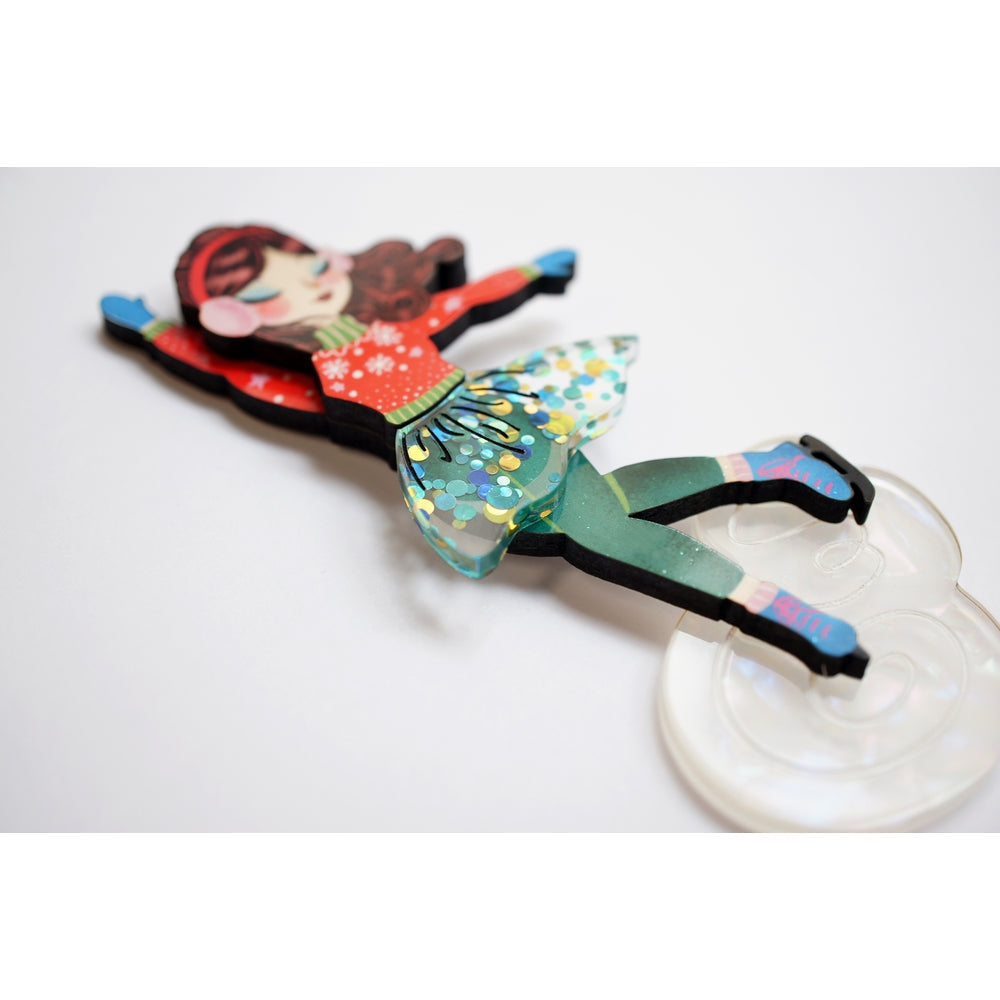 Girl Ice Skating Brooch by Laliblue