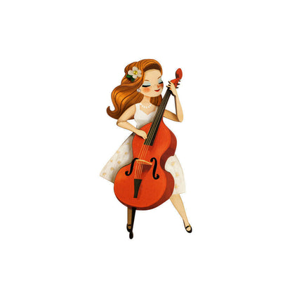 Girl playing the double bass Brooch by Laliblue