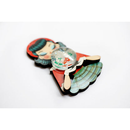 Girl with A Snow Globe Brooch by Laliblue