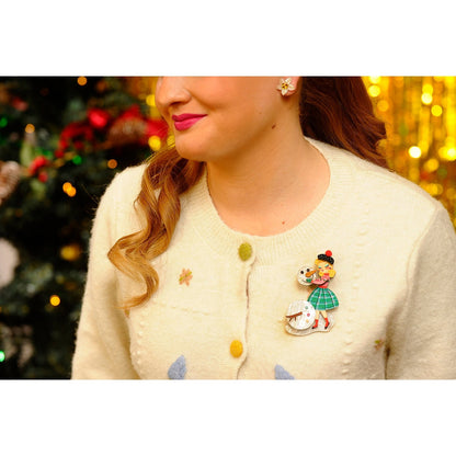 Girl with A Snowman Brooch by Laliblue