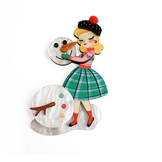 Girl with A Snowman Brooch by Laliblue