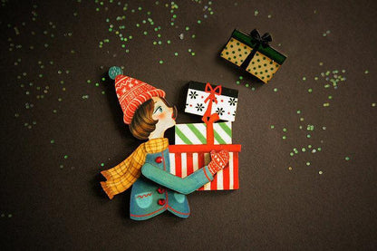 Girl with Gifts Brooch by Laliblue