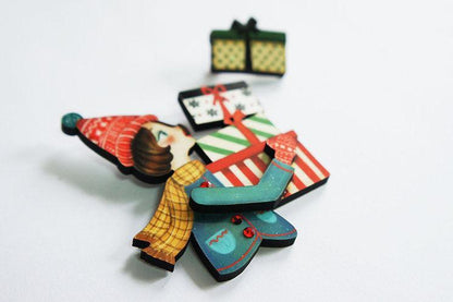 Girl with Gifts Brooch by Laliblue