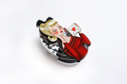 Girl with Love Letter Valentine Brooch by Laliblue