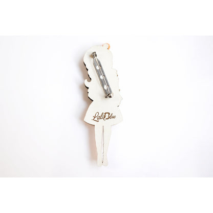 Girl with Retro Pyrex Containers Brooch by Laliblue