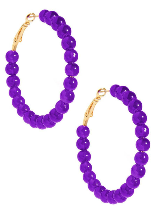 Glass Bead Hoop Earrings - Purple Quirks!