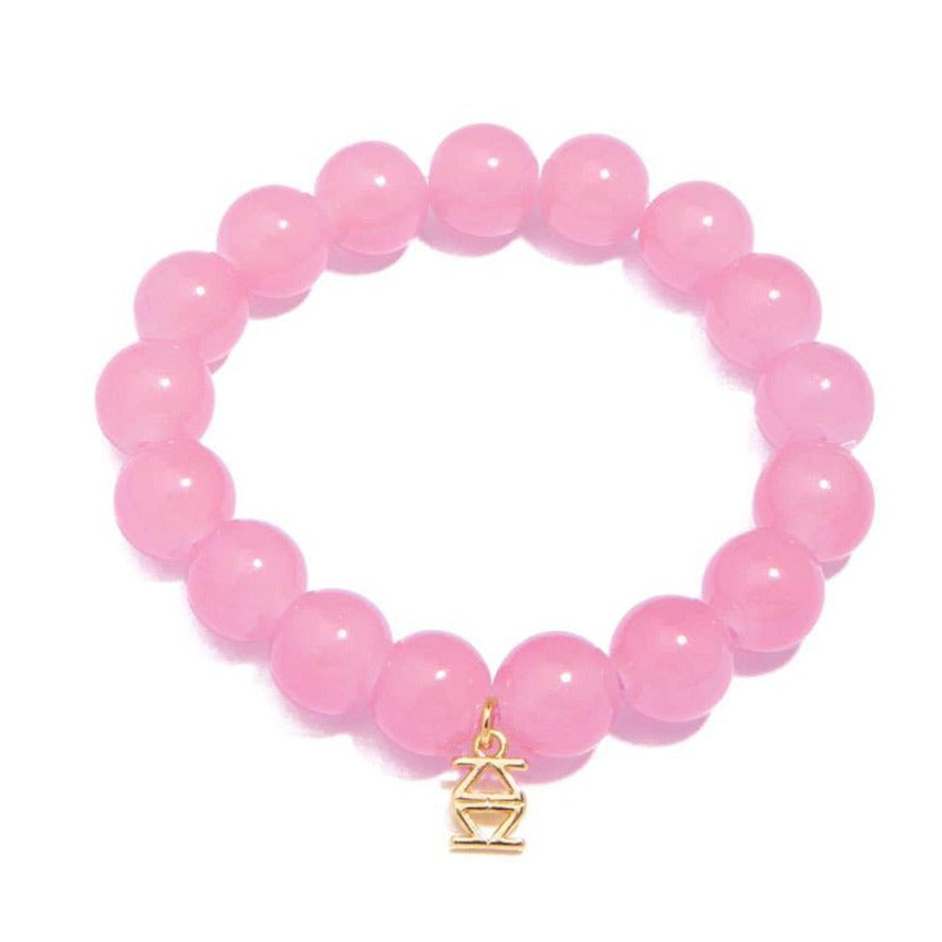 Glass Bead Stretch Bracelet - Light Pink Quirks!