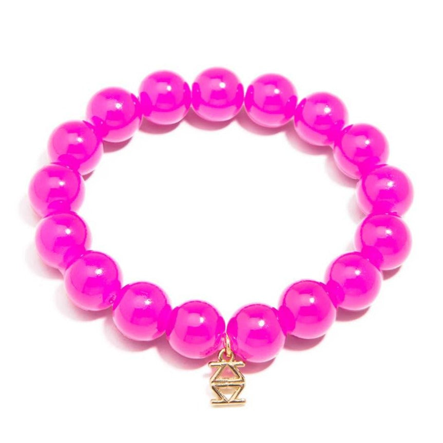 Glass Bead Stretch Bracelet - Hot Pink Quirks!