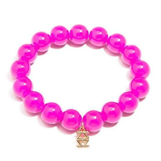 Glass Bead Stretch Bracelet - Hot Pink Quirks!