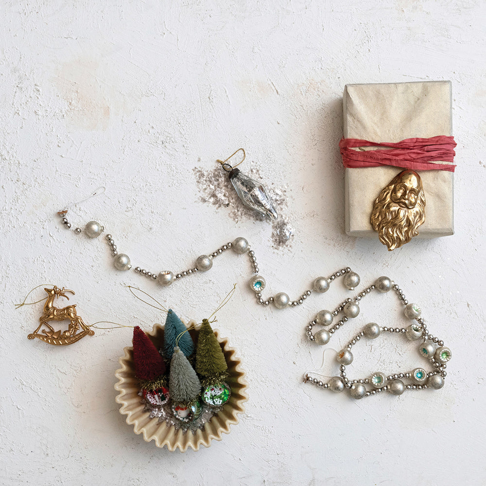 Glass Diorama Ornament w/ Bottle Brush Tree, Set of 4 Quirks!