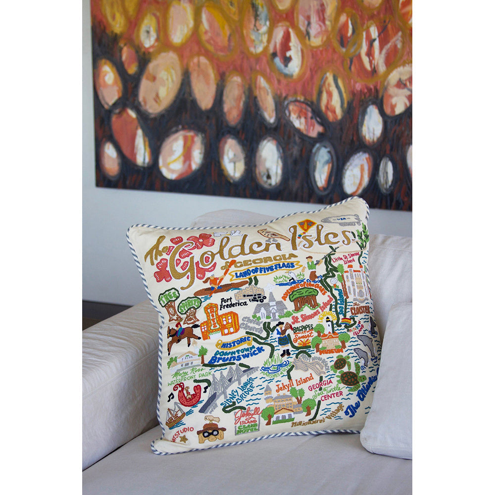 Golden Isles Hand-Embroidered Pillow Quirks!