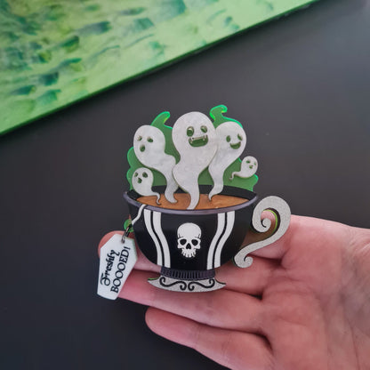 Gothic Ghost Teacup Brooch by Cherryloco