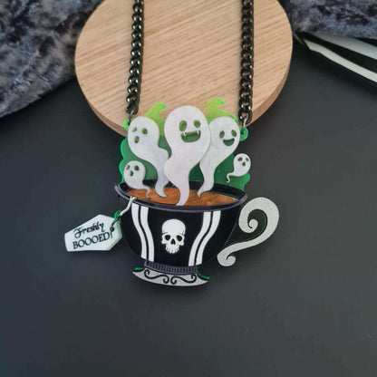 Gothic Ghost Teacup Brooch by Cherryloco