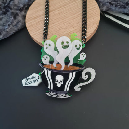 Gothic Ghost Teacup Necklace by Cherryloco Jewellery