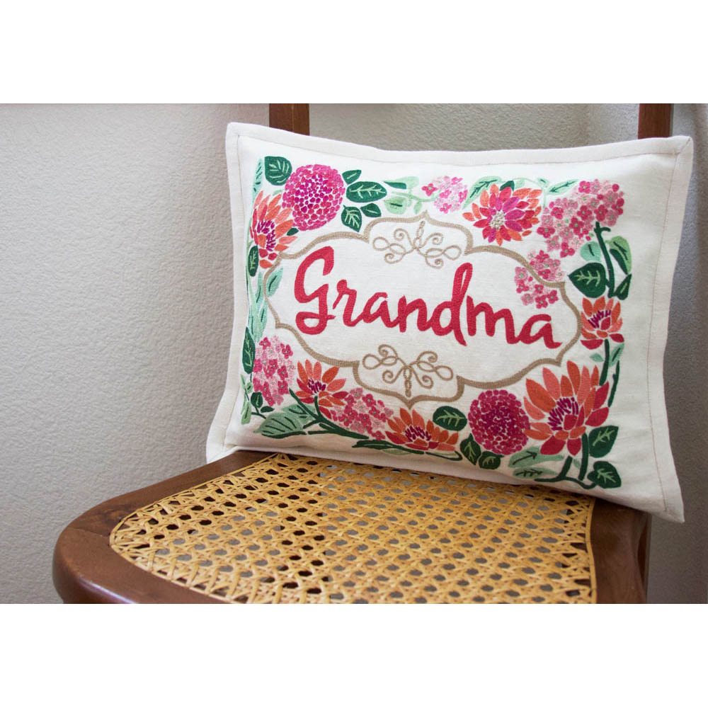 Grandma Love Letters Hand-Embroidered Pillow by CatStudio Quirks!
