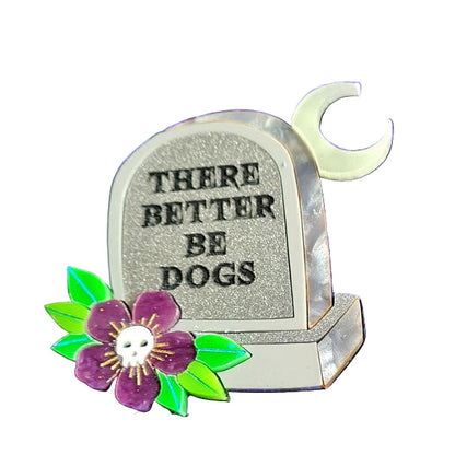 There Better be Cats Gravestone Epitaph Brooch by Cherryloco