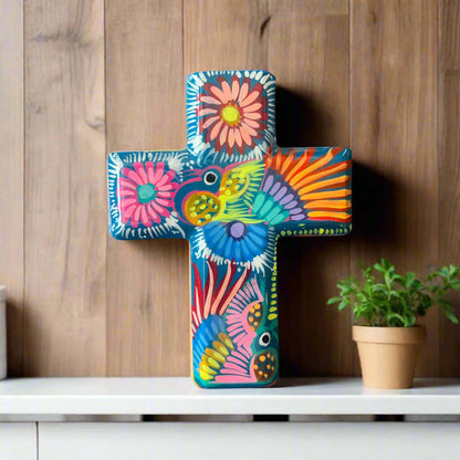 Guerrero Hand-Painted Cross Wall Art | Colorful Mexican Décor