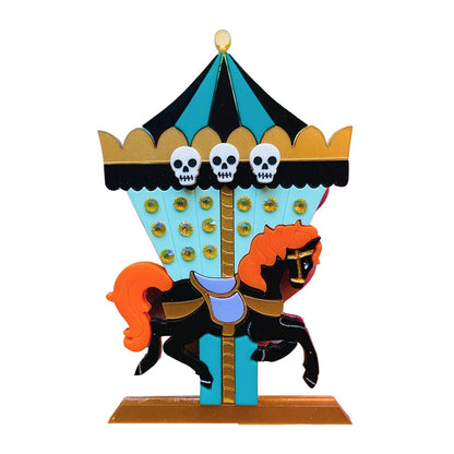 Creepy Funfair Collection - Carousel Horse with Skulls Acrylic Brooch by Makokot Design Quirks!