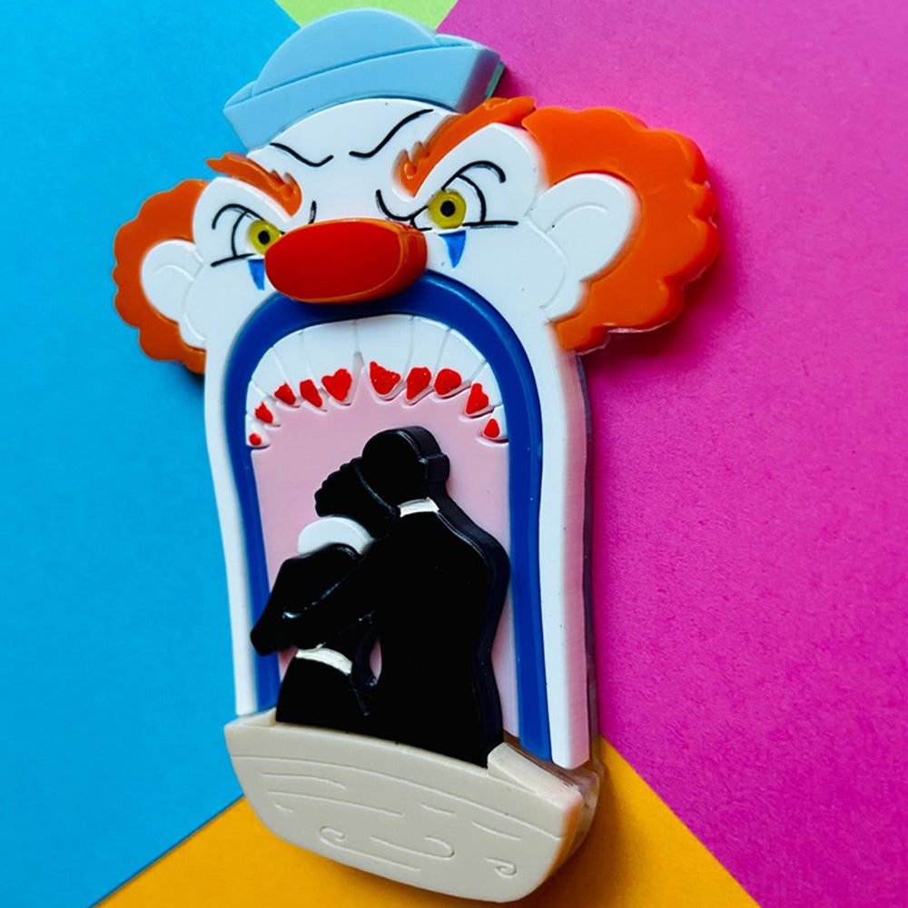 Creepy Funfair Collection - Scary Clown Tunnel Acrylic Brooch by Makokot Design Quirks!