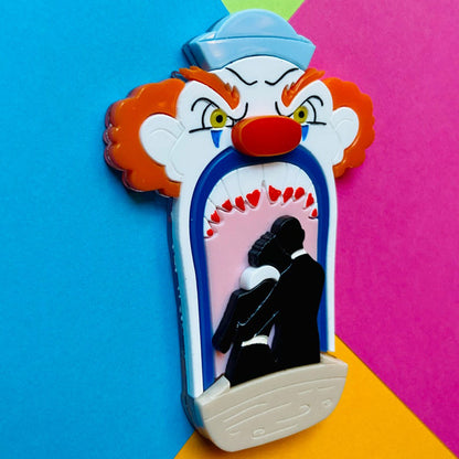 Creepy Funfair Collection - Scary Clown Tunnel Acrylic Brooch by Makokot Design Quirks!