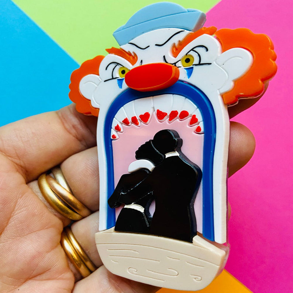 Creepy Funfair Collection - Scary Clown Tunnel Acrylic Brooch by Makokot Design Quirks!