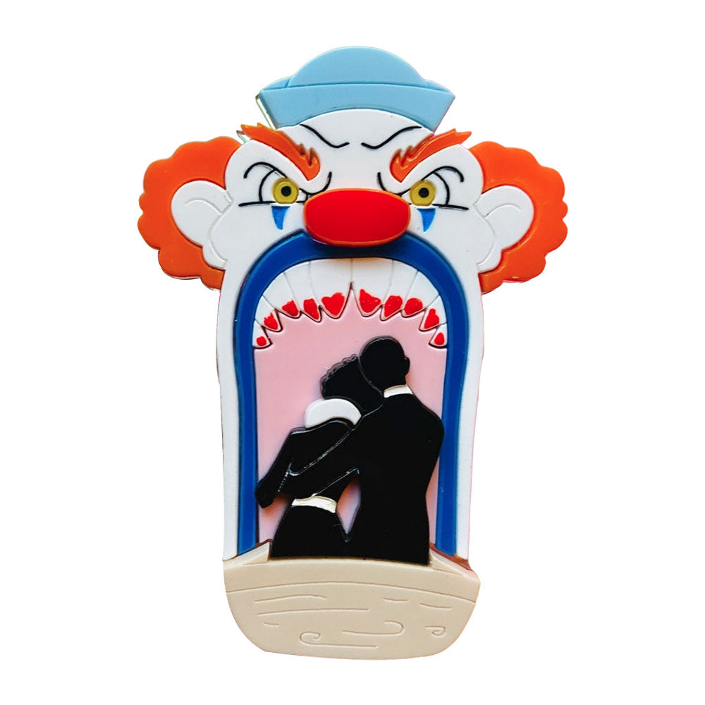 Creepy Funfair Collection - Scary Clown Tunnel Acrylic Brooch by Makokot Design Quirks!