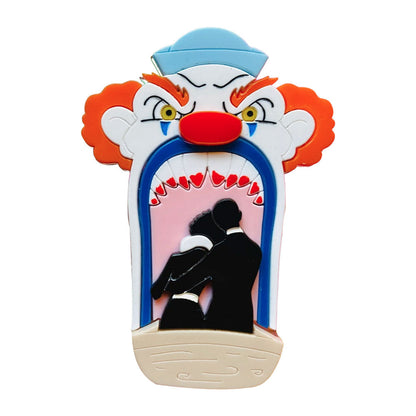 Creepy Funfair Collection - Scary Clown Tunnel Acrylic Brooch by Makokot Design Quirks!