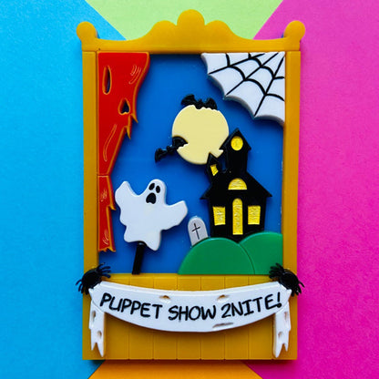 Creepy Funfair Collection - Scary Puppet Show Acrylic Brooch by Makokot Design Quirks!