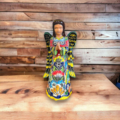 Talavera Angel Statue | Hand-Painted Mexican Ceramic Figurine
