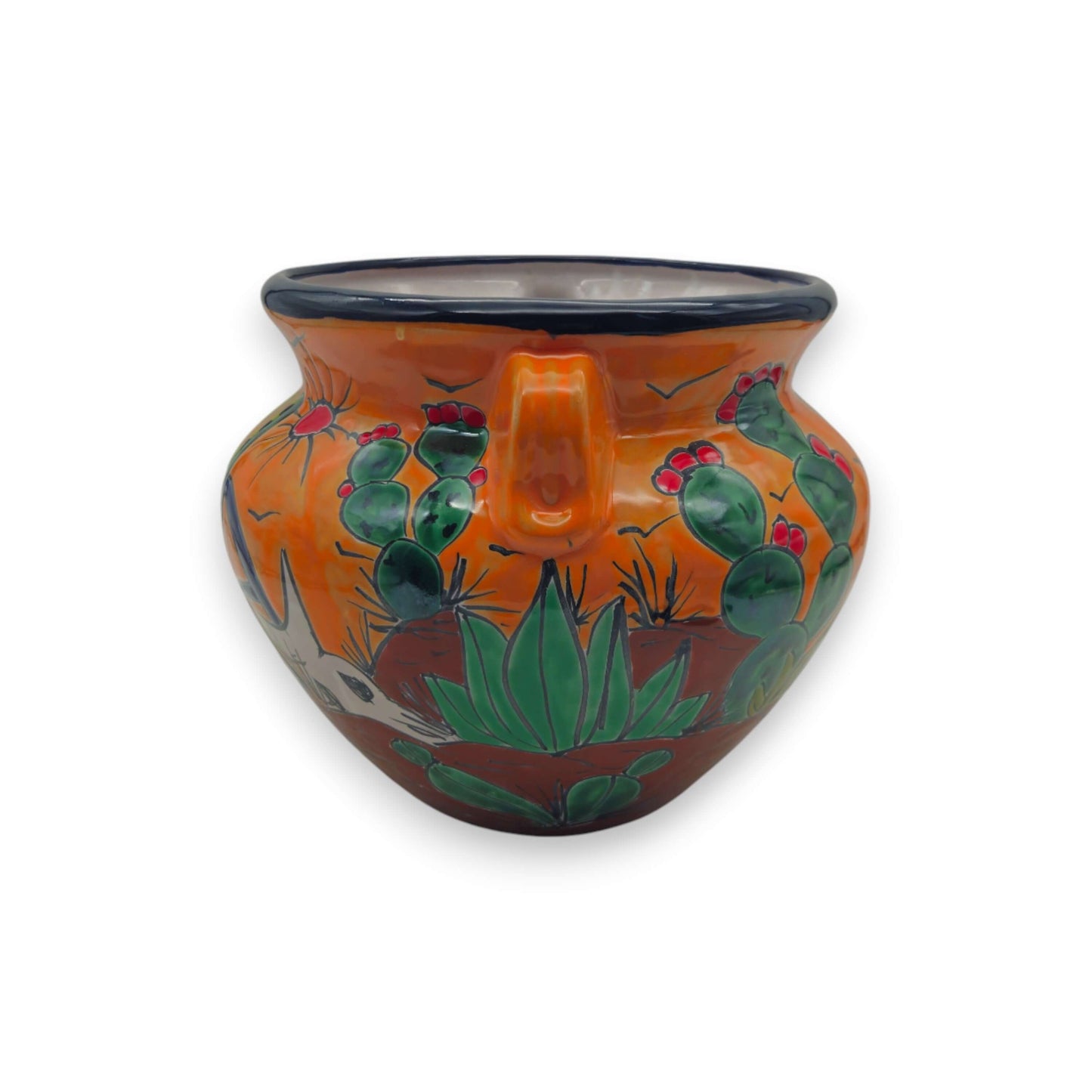 The Talavera Hub • Hand-Painted Talavera Cactus Flower Pot | Desert Michoacana