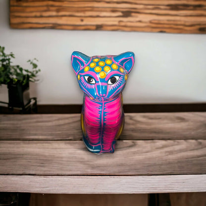 Talavera Cat Piggy Bank | Hand-Painted Mexican Ceramic Coin Holder