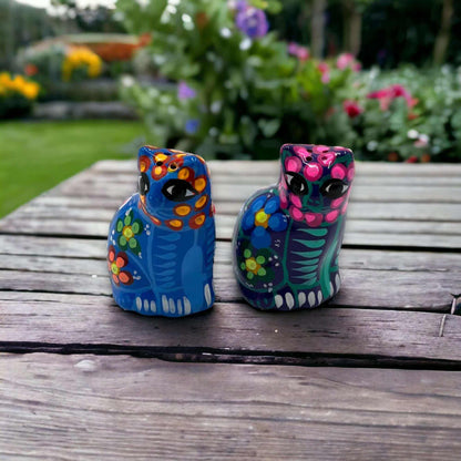 Set of 2 Talavera Cat Salt and Pepper Shakers | Hand-Painted Ceramic
