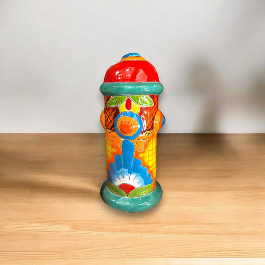 Talavera Fire Hydrant Statue | Hand-Painted Mexican Decor