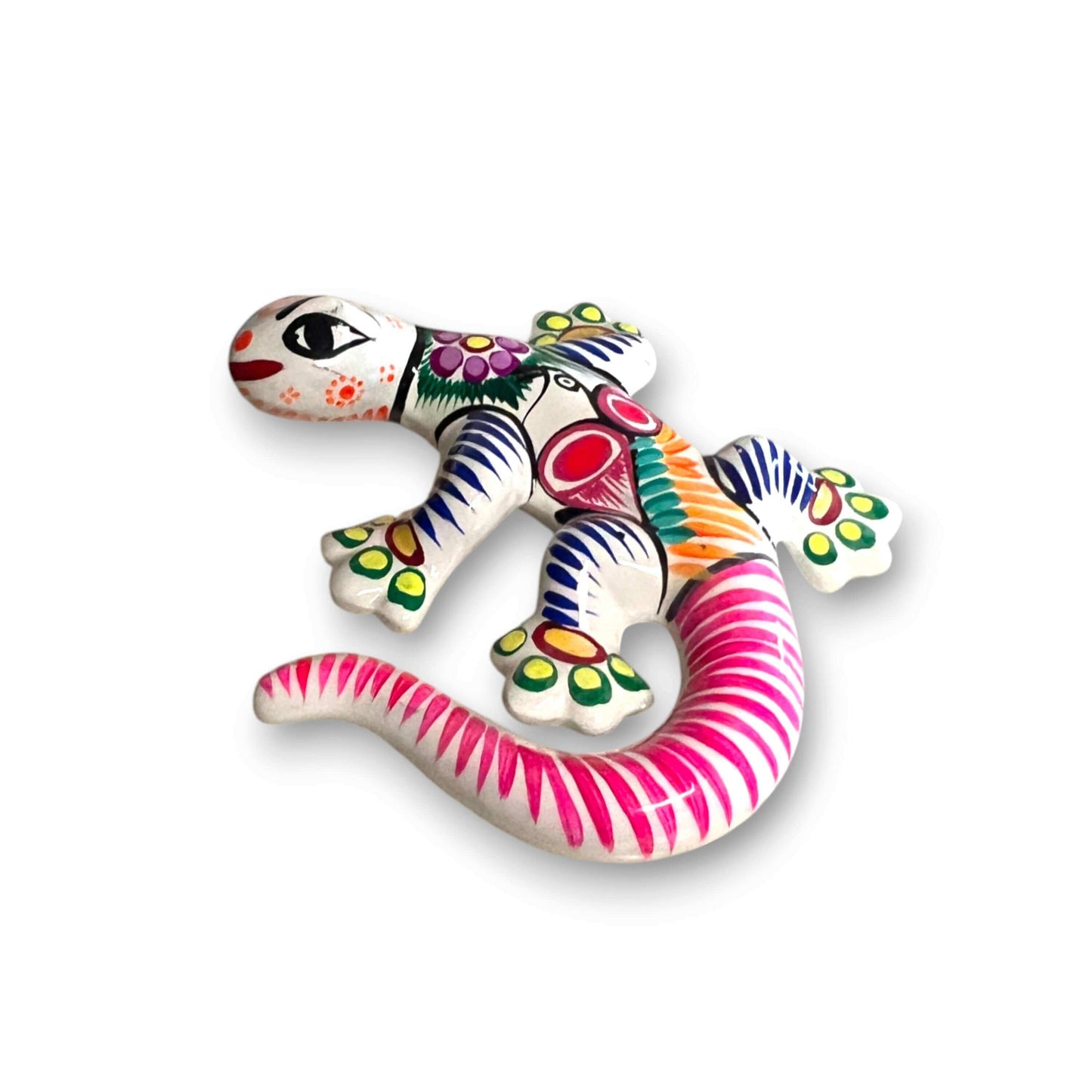 Hand-Painted Talavera Lizard Figurine | Colorful Mexican Wall Decor