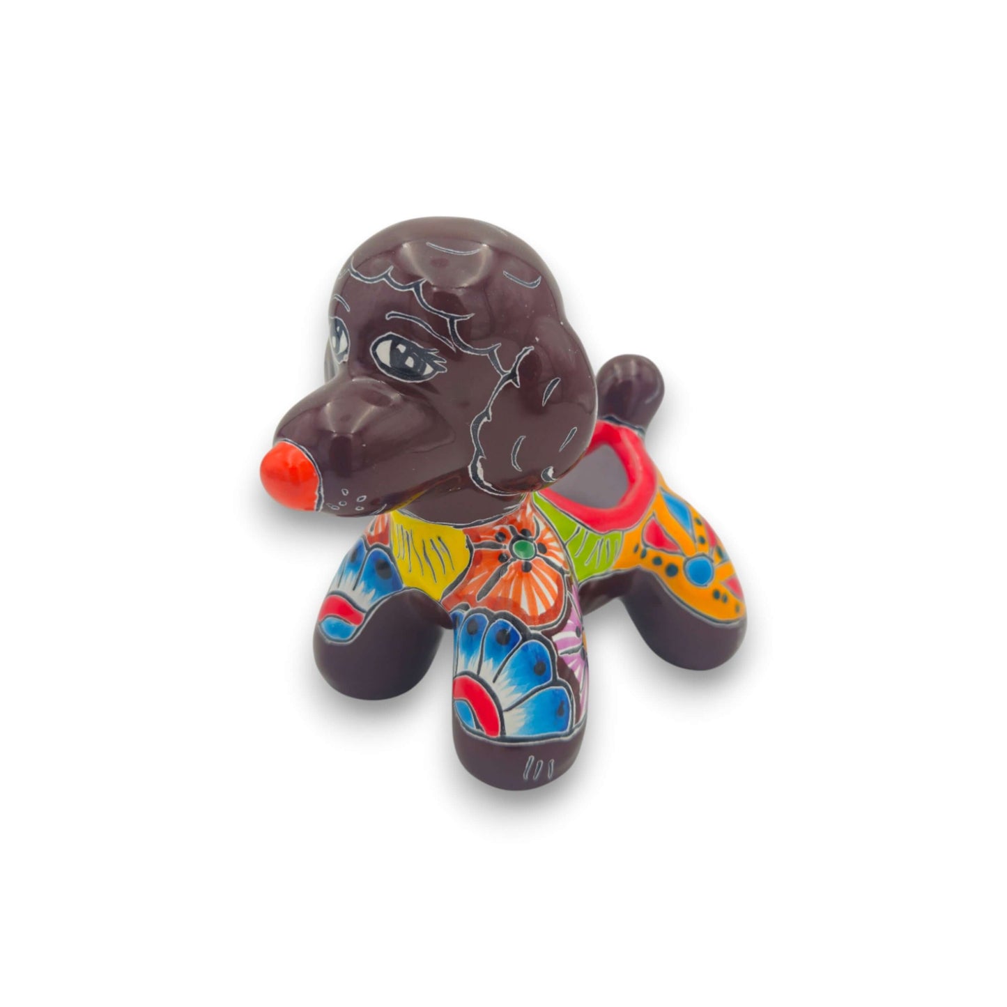 Colorful Talavera Poodle Planter | Mexican Hand-Painted Pottery