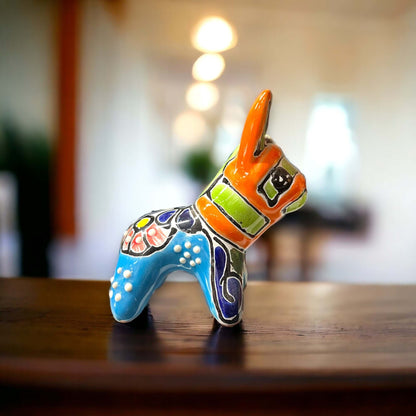 Mini Talavera Donkey Figurine | Handcrafted Mexican Pottery