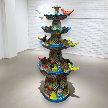 Grand Talavera Garden Fountain | Handcrafted Mexican Art